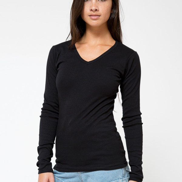 4376 Baby Rib L/S V-Neck Thumbnail
